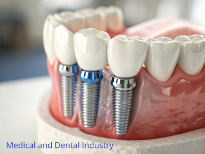 Dental Implant Screws in model of mouth