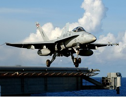 FA-18 fighter taking off from the carrier
