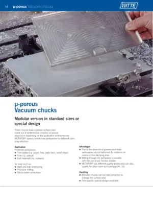 Porous vacuum chuck specs PDF image